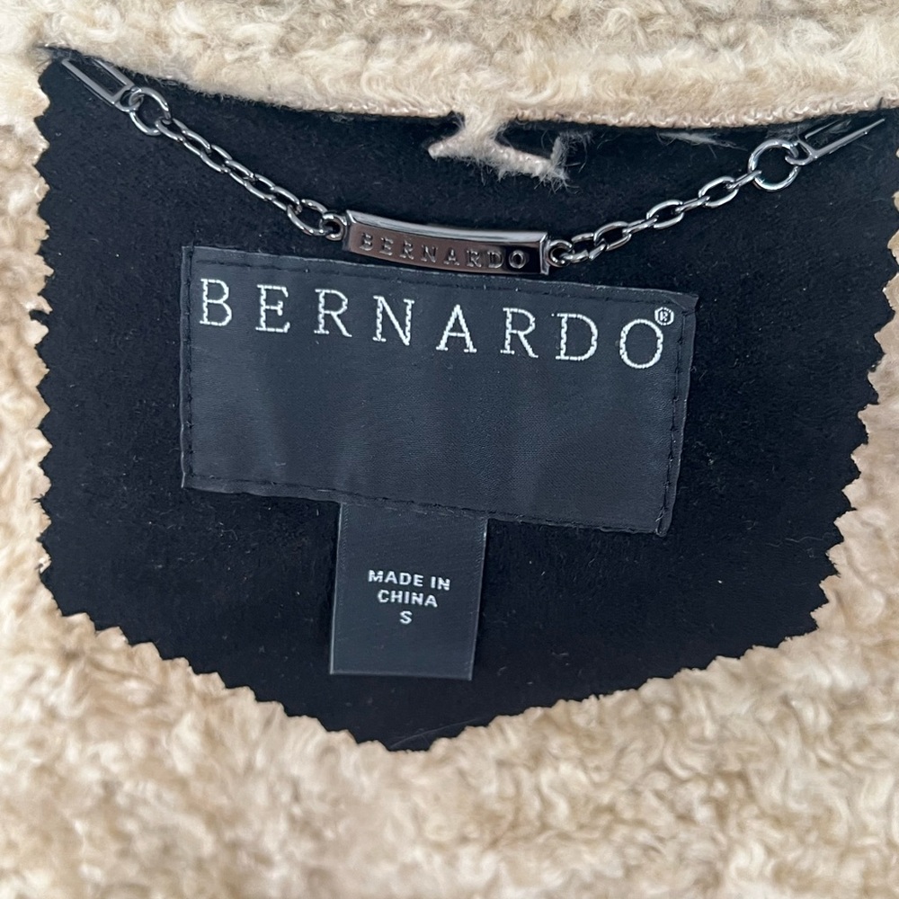 Bernardo Women’s Black Shell Faux Suede Jacket With Tan Shearling Size Small - Picture 5 of 6